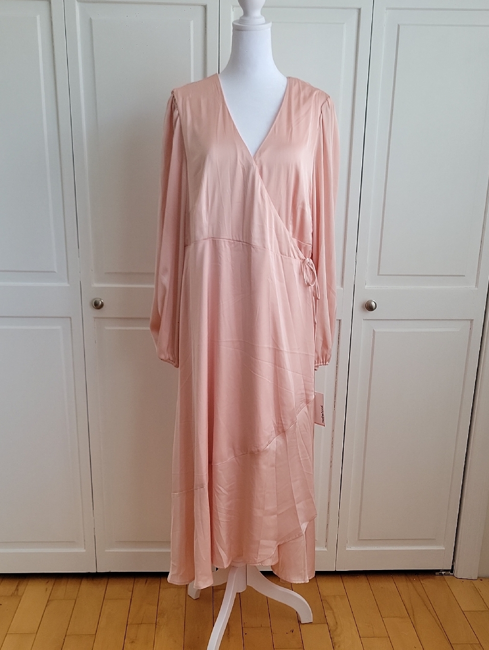 Motherhood Blush Pink Long Sleeve Wrap Maxi Dress